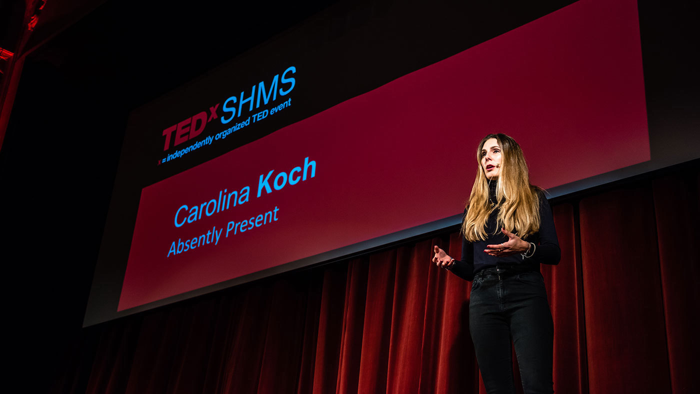 SHMS alumna and Content Manager at Kempinski Hotels, Carolina Koch at TEDx event