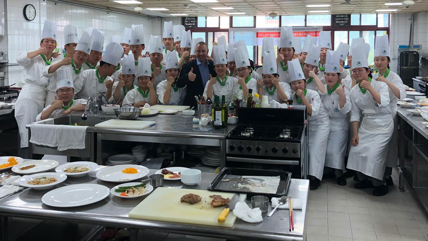 Chefs in kitchen in Seoul