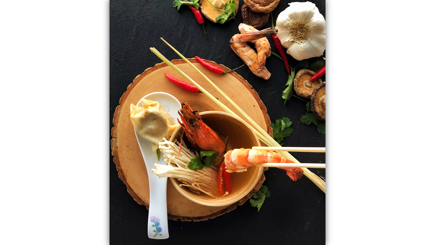 Tom Yum Kung with Prawn Dumplings, by Alec Peters, Culinary Arts Academy Switzerland 