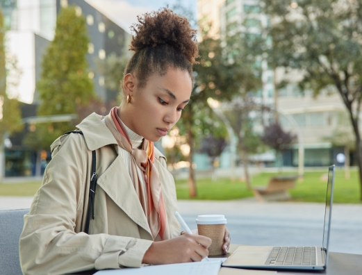Woman studying online degree