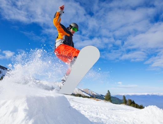 Winter sports in Switzerland, snowboarding in the alps